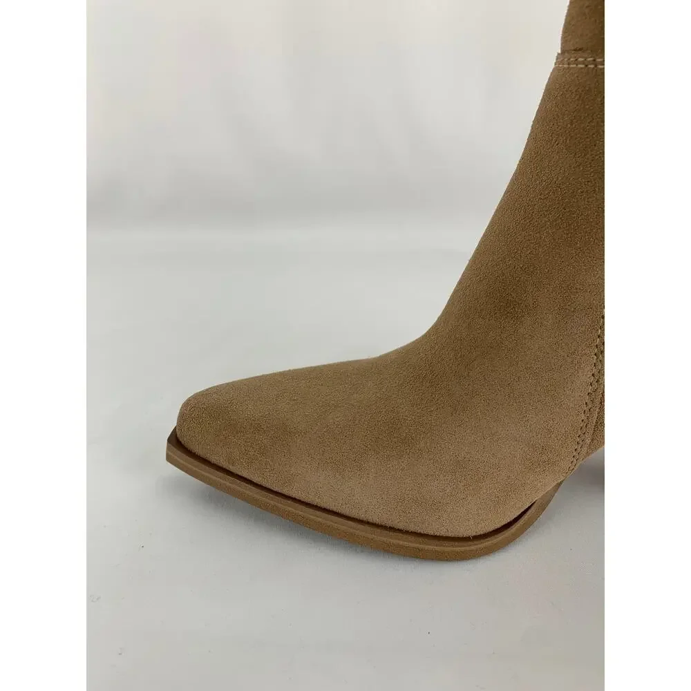Marc Fisher Marela Boot Womens Size 8M Dark Natural Brown Tan Suede Ankle New